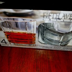 Fifth Avenue set of whiskey, scotch and rum glasses. New In Box set of 4 glasses
